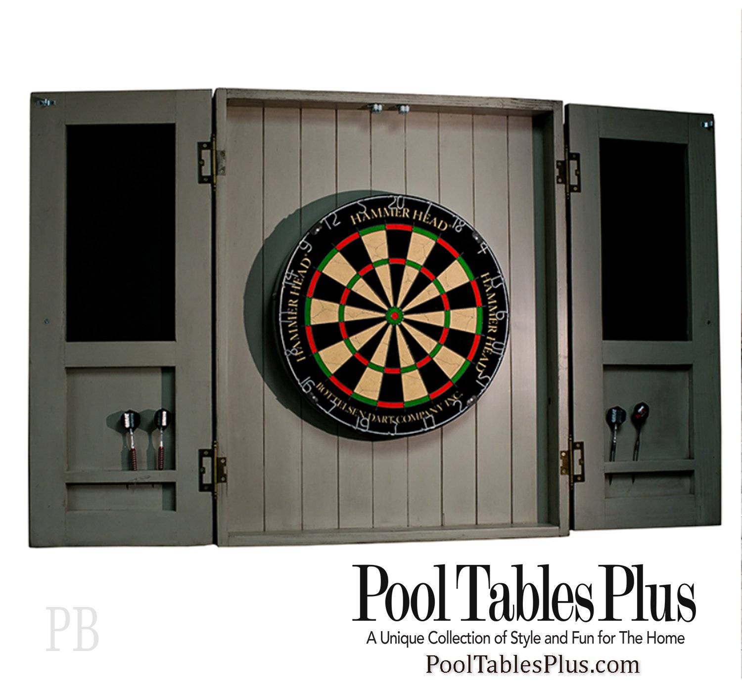 Rustic Silver Oak Dart Board Cabinet