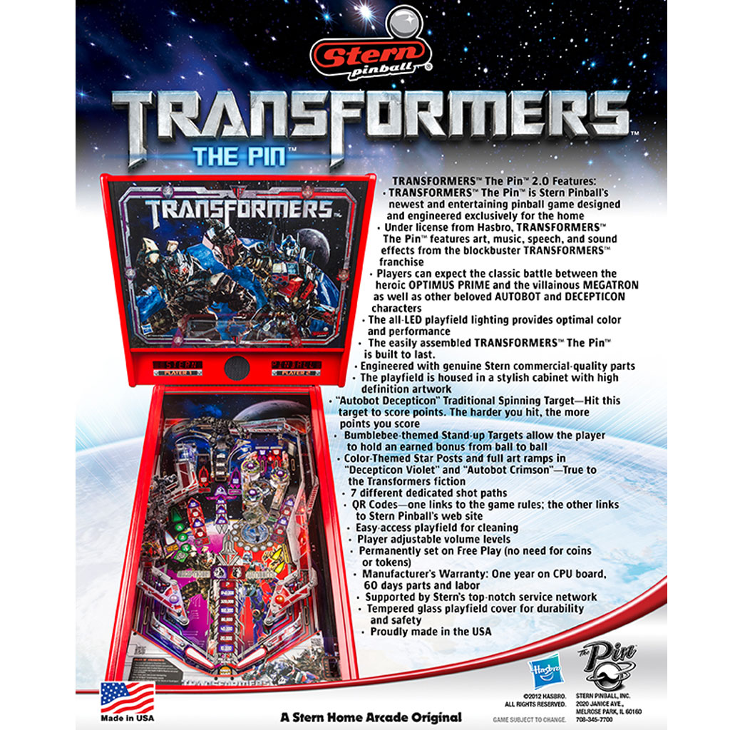 Transformers Pinball Machine by Stern Pinball