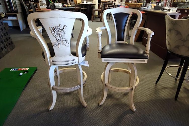 Two Solid Wood Swivel Barstools